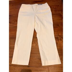 Chico’s So Slimming Brigitte Slim Crop Pants Size 12 White Side Vents NWT *read*